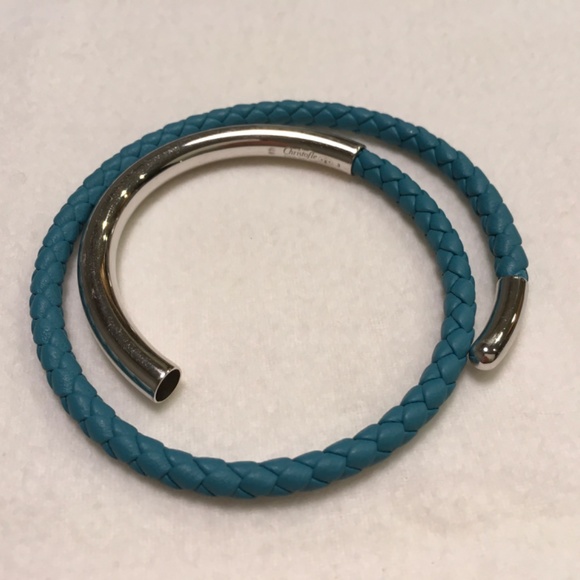 CHRISTOFLE Duo Complice Silver (925)  Leather Wrap Bracelet Turquoise Sm… - Picture 5 of 14